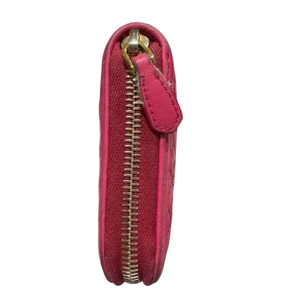 Prada 1M0506 Fuchsia Pink Quilted Nappa Leather Zip Around Continental Wallet